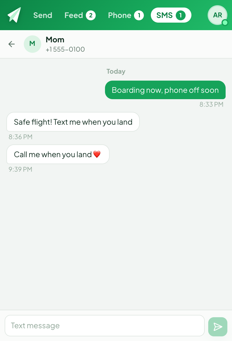 An SMS conversation